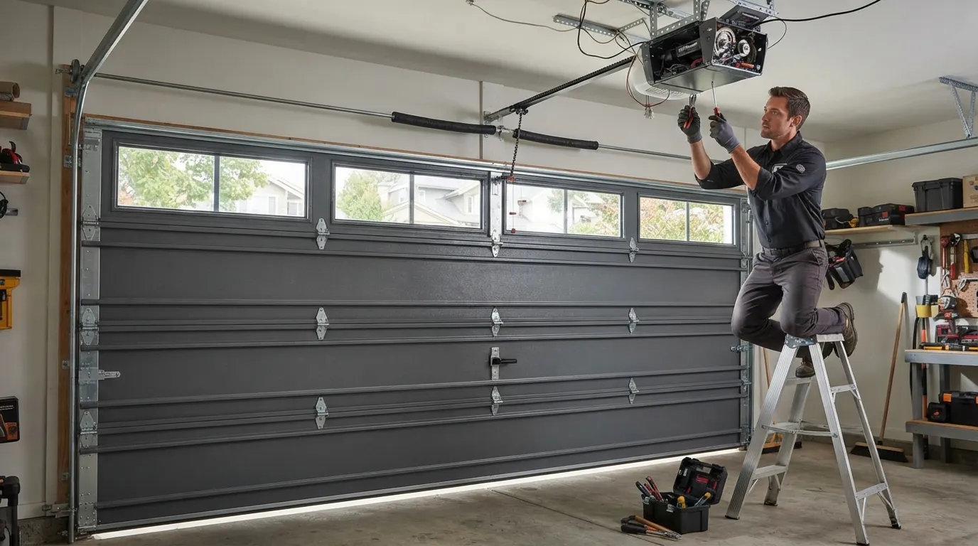 Garage door detail illustrating openers, power cuts, and the houses skokie actually has